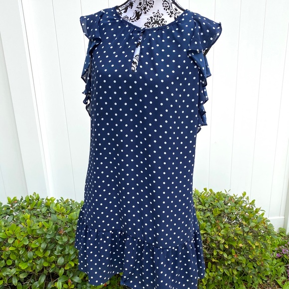 J. Crew Women’s Dress Blue White Polka Dots